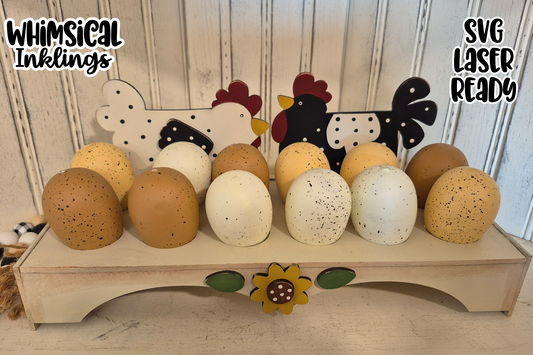 Whimsical Chicken Egg Tray Laser SVG