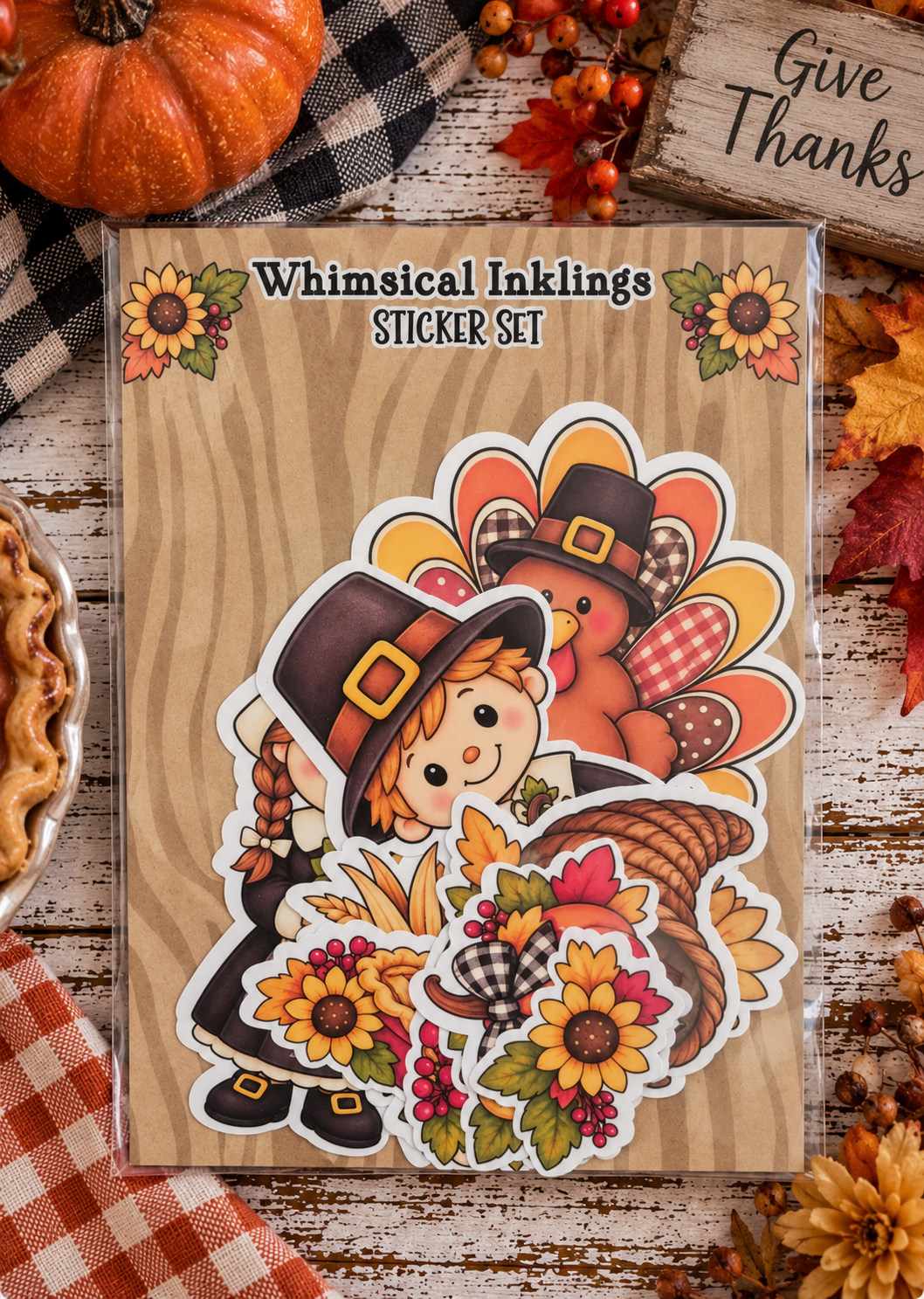 Whimsical Pilgrim Sticker Pack| Thanksgiving Stickers