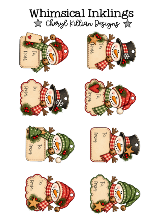 Whimsical Snowman Tag Prinatbles