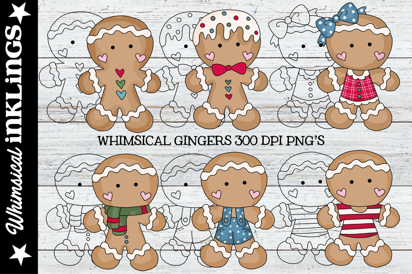 Whimsical Gingers Clipart| Christmas Sublimation| Ginger Clipart