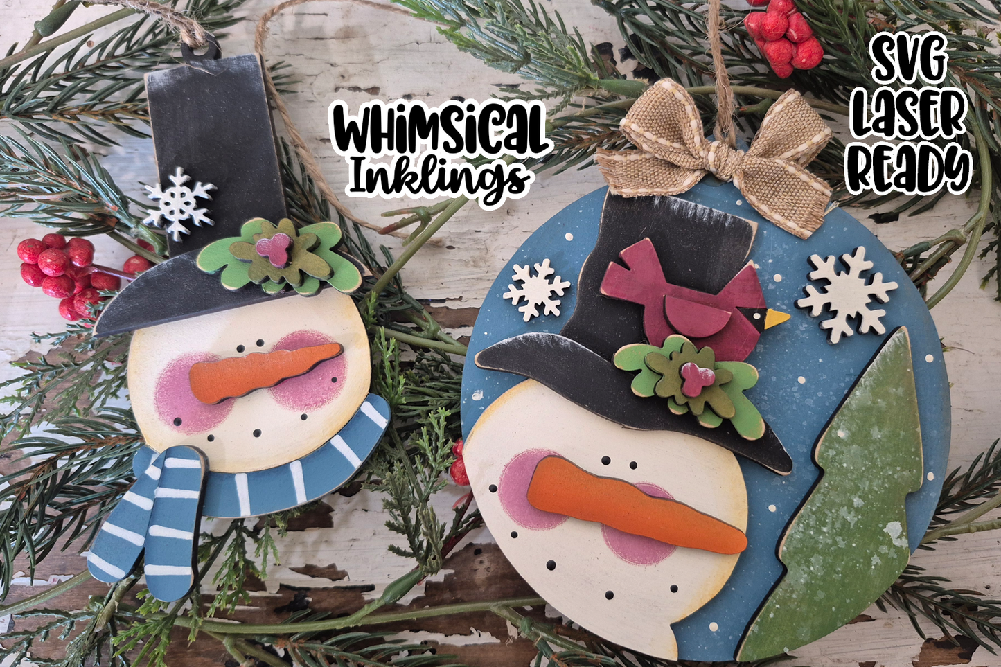 Winter Buddies Snowman Ornament SVG's| Laser Cut Snowman Ornament