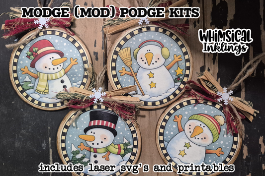 Winter Buddies Ornament SVG and Matching Mod Podge Printables|Laser SVG