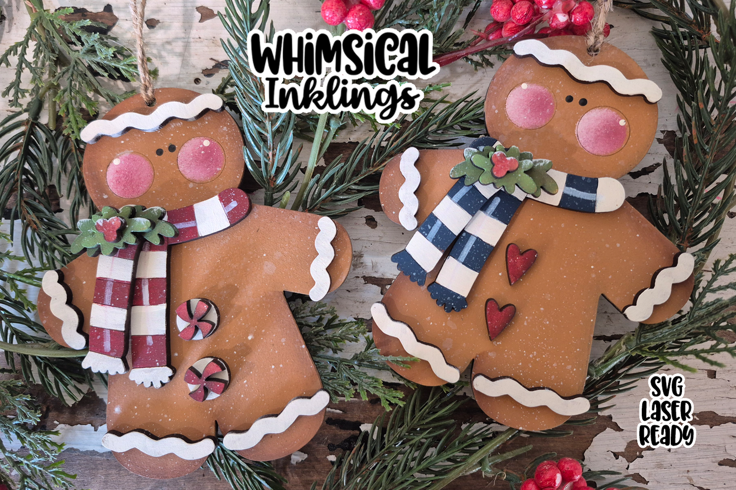 Winter Gingerbread Ornaments Laser SVG