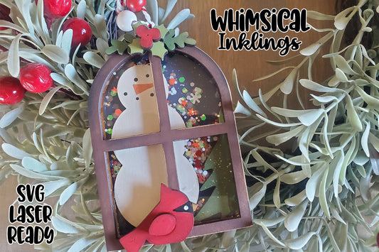 Winter Window Snowman Shaker Ornament Laser SVG