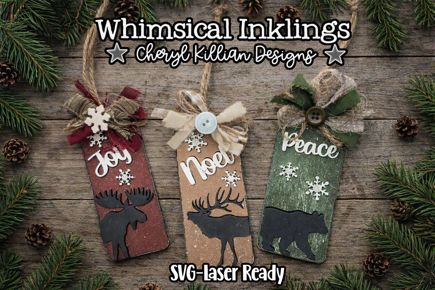Woodland Animal Christmas Tags Laser SVG