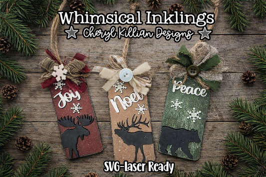 Woodland Animal Christmas Tags Laser SVG