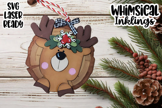 Woodland Moose Christmas Ornament Laser SVG