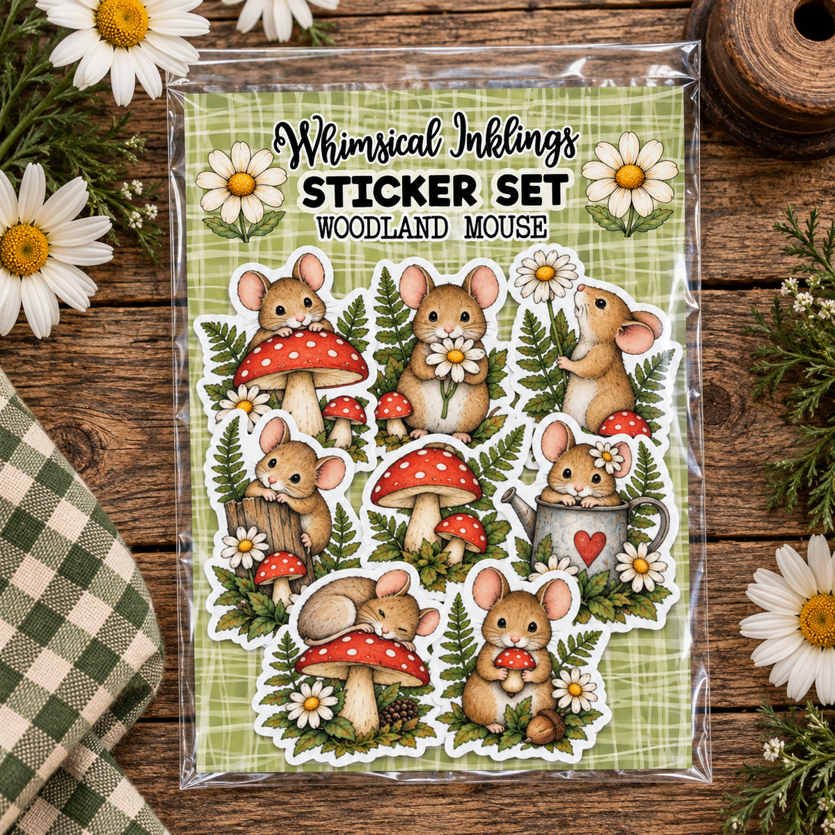 Woodland Mouse Sticker Pack| Mouse Stickers
