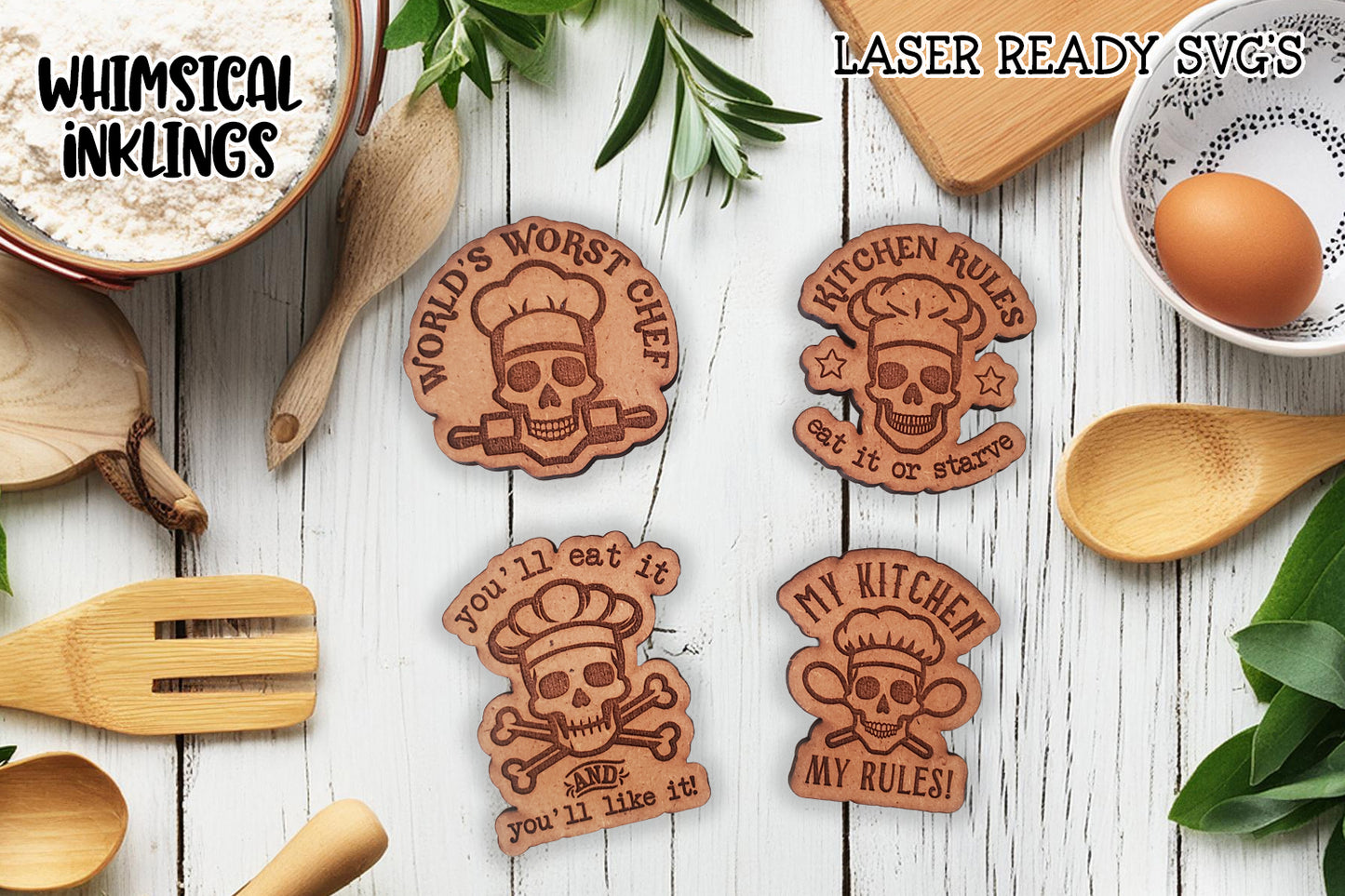 World's Worst Chef Magnet Set Laser SVG's