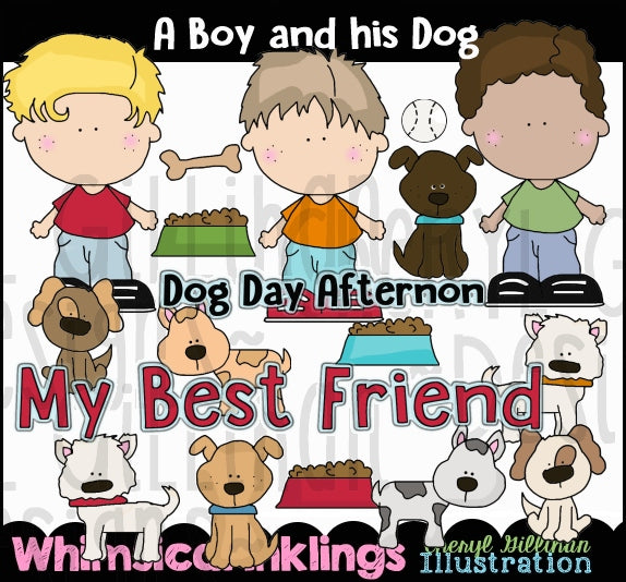 A Boy and His Dog Sublimation Clipart