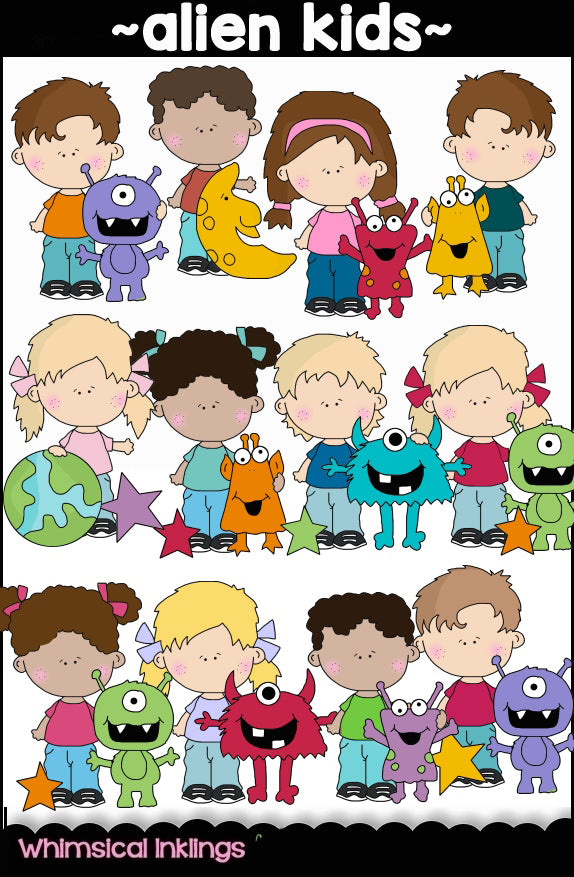 Alien Kids Sublimation Clipart