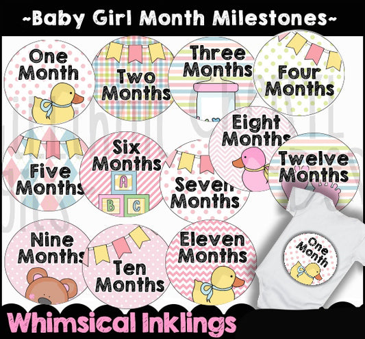 Baby Girl Month Milestones Sublimations