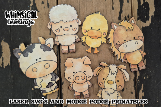 Barn Yard Friends Magnet SVG's and Modge Podge Printables| laser SVG