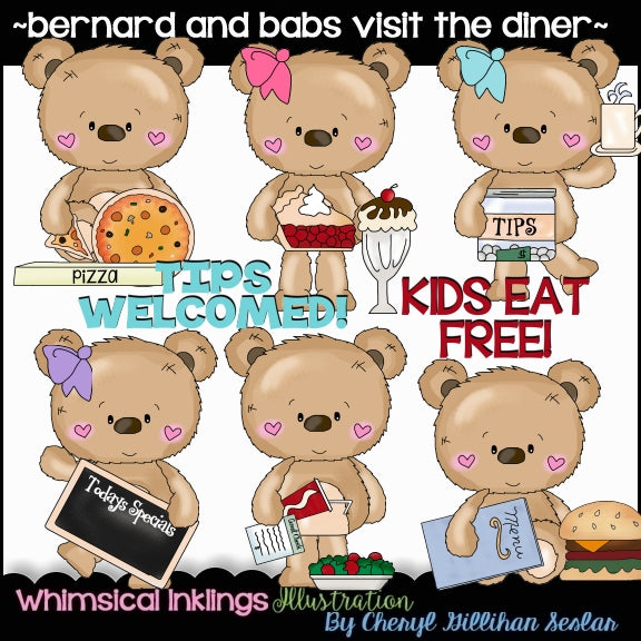 Bernard and Babs Bear Sublimation Clipart Bundle| Sublimation