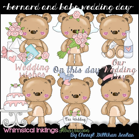 Bernard and Babs Bear Sublimation Clipart Bundle| Sublimation