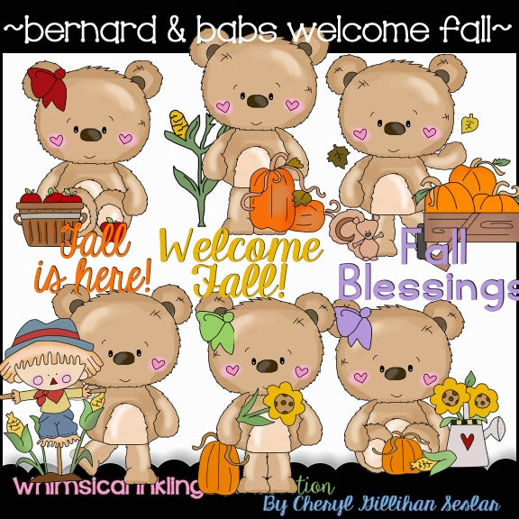 Bernard and Babs Bear Sublimation Clipart Bundle| Sublimation