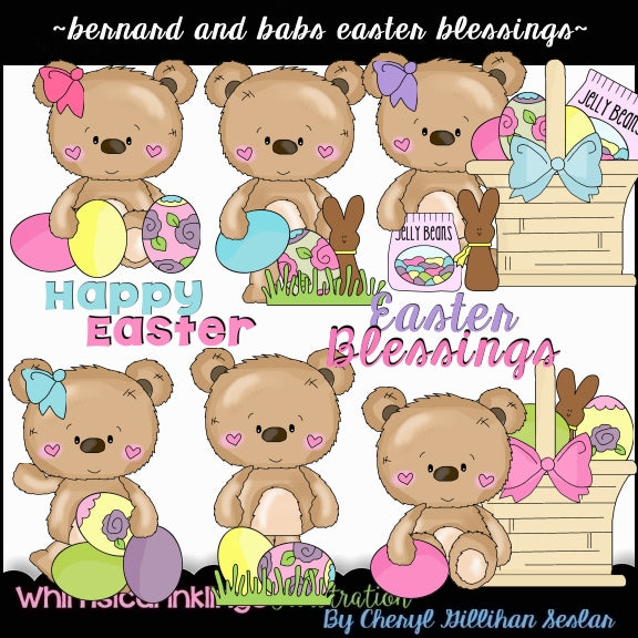 Bernard and Babs Bear Sublimation Clipart Bundle| Sublimation