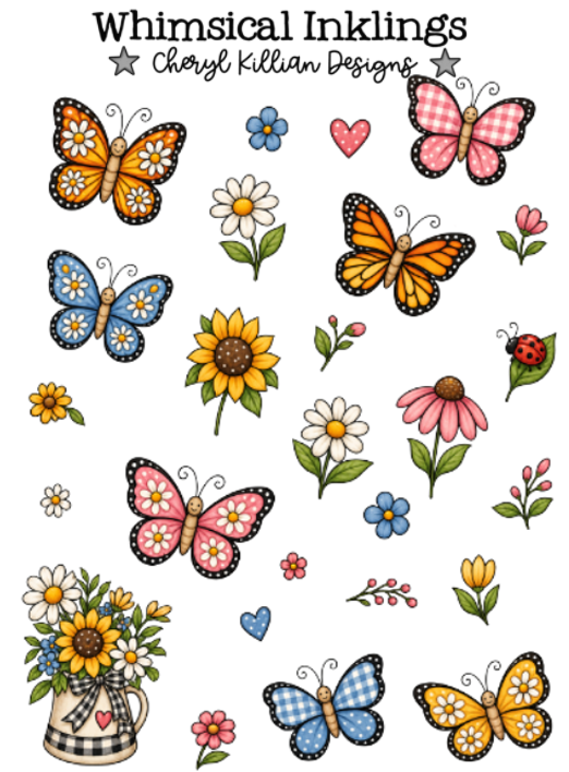 Butterflies and Flowers Sticker Pack| Butterfly Stickers