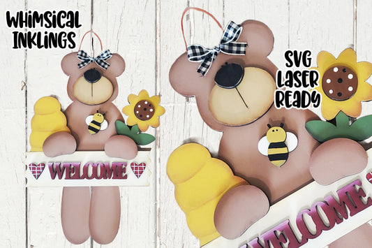 Country Sunflower Bear Laser SVG| EXCLUSIVE