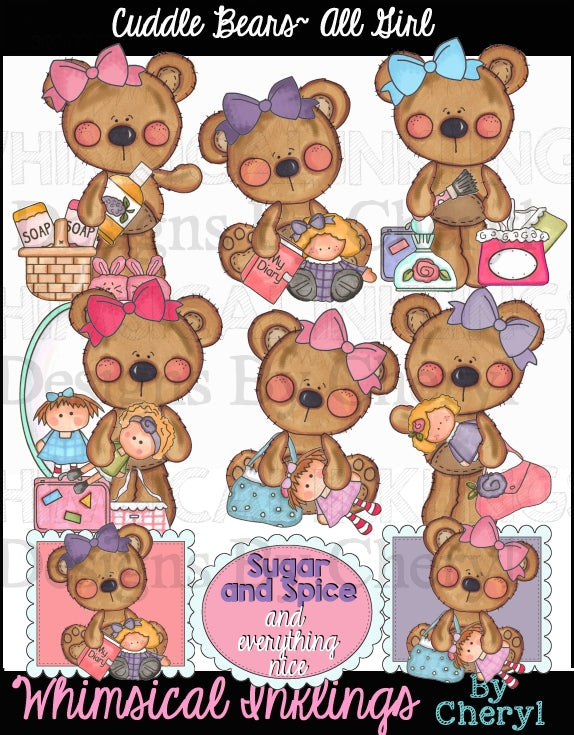 Cuddle Bears Sublimation Bundle| Bear Clipart Bundle |Sublimation Bundle