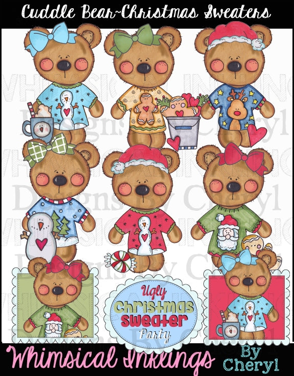 Cuddle Bears Sublimation Bundle| Bear Clipart Bundle |Sublimation Bundle