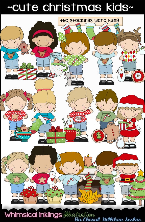 Cutie  Kids HUGE Clipart Bundle