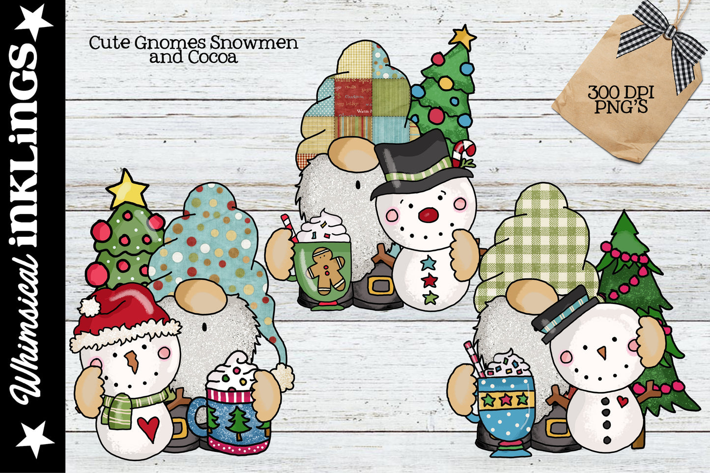 Cute Gnomes Snowmen and Cocoa Sublimation