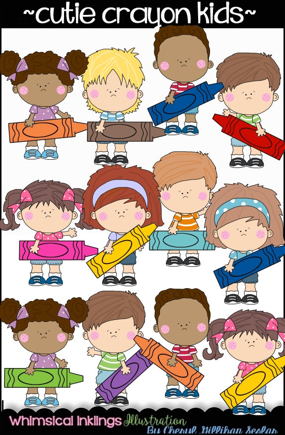 Cutie  Kids HUGE Clipart Bundle