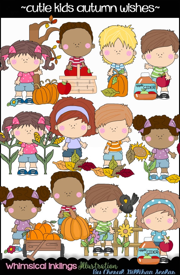 Cutie  Kids HUGE Clipart Bundle