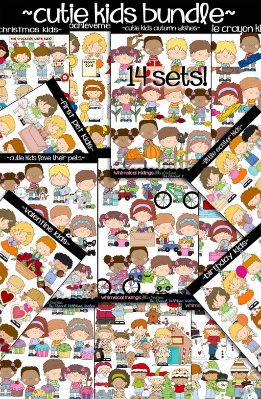 Cutie  Kids HUGE Clipart Bundle