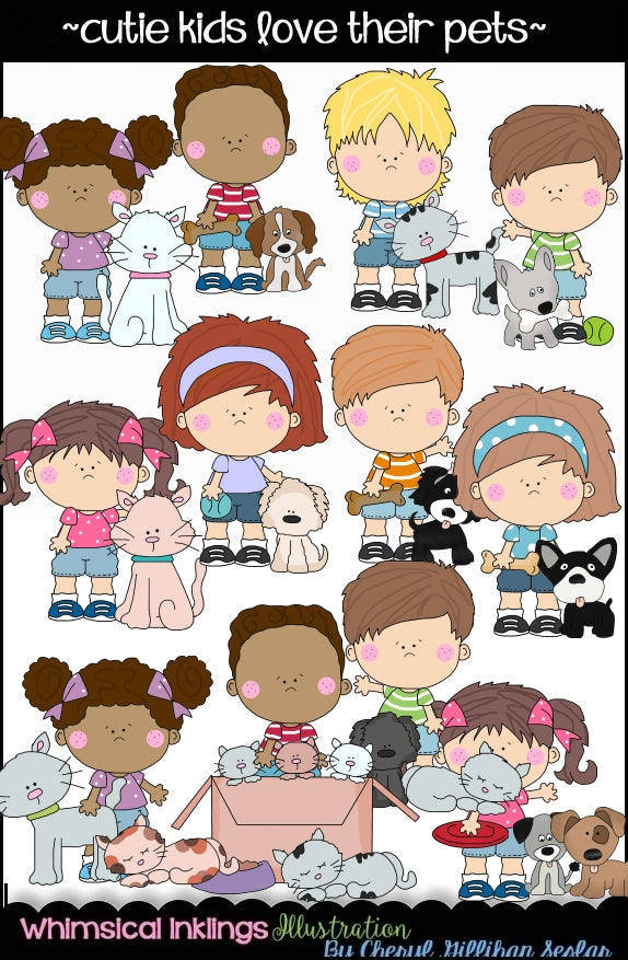 Cutie  Kids HUGE Clipart Bundle