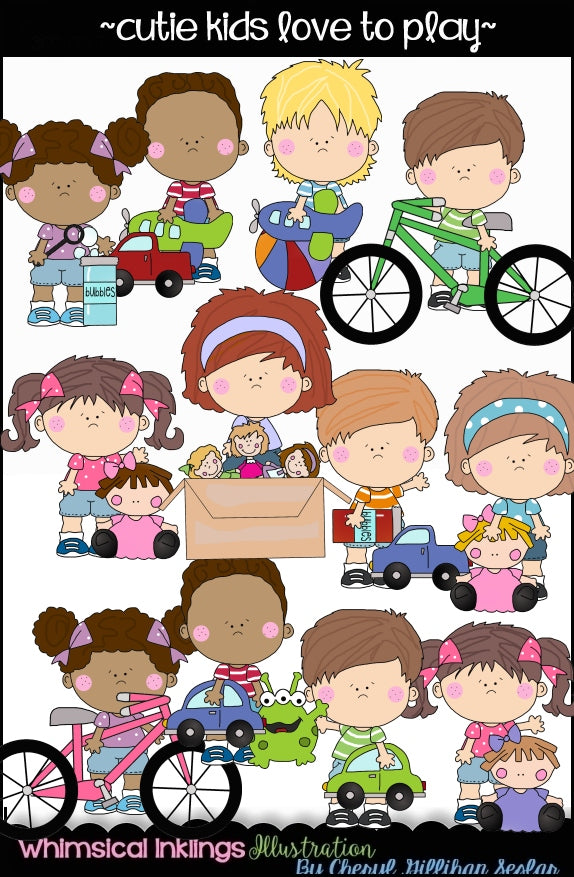 Cutie  Kids HUGE Clipart Bundle