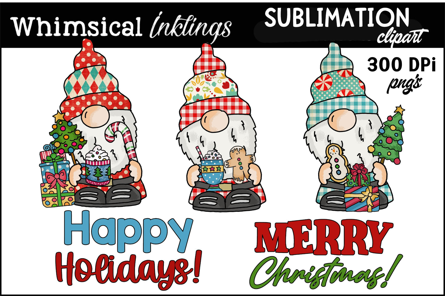 Cutie Pie Christmas Gnomes | Christmas Sublimation