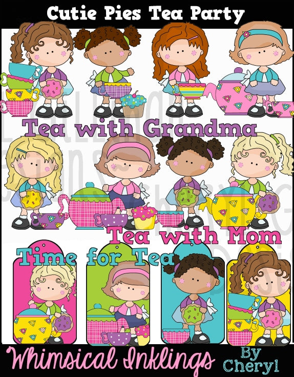 Cutie Pie Little Girls Sublimation Bundle| Girl Clipart Bundle| Cute Clipart