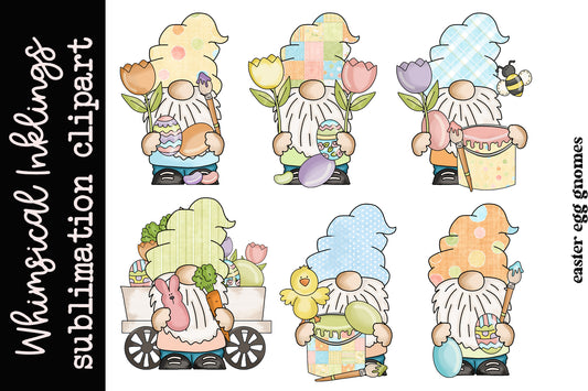 Easter Egg Gnomes Sublimation Clipart