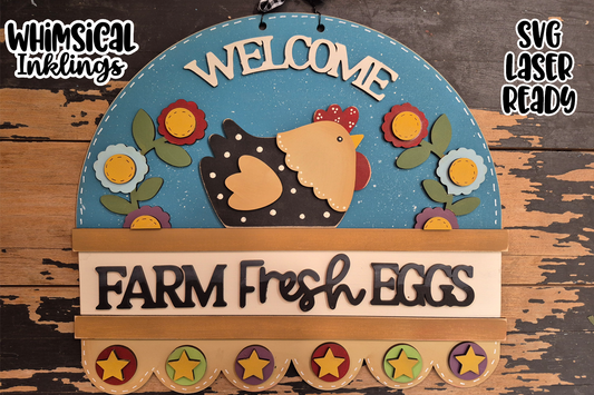 Farm Fresh Eggs Prim Penny Rug Sign SVG