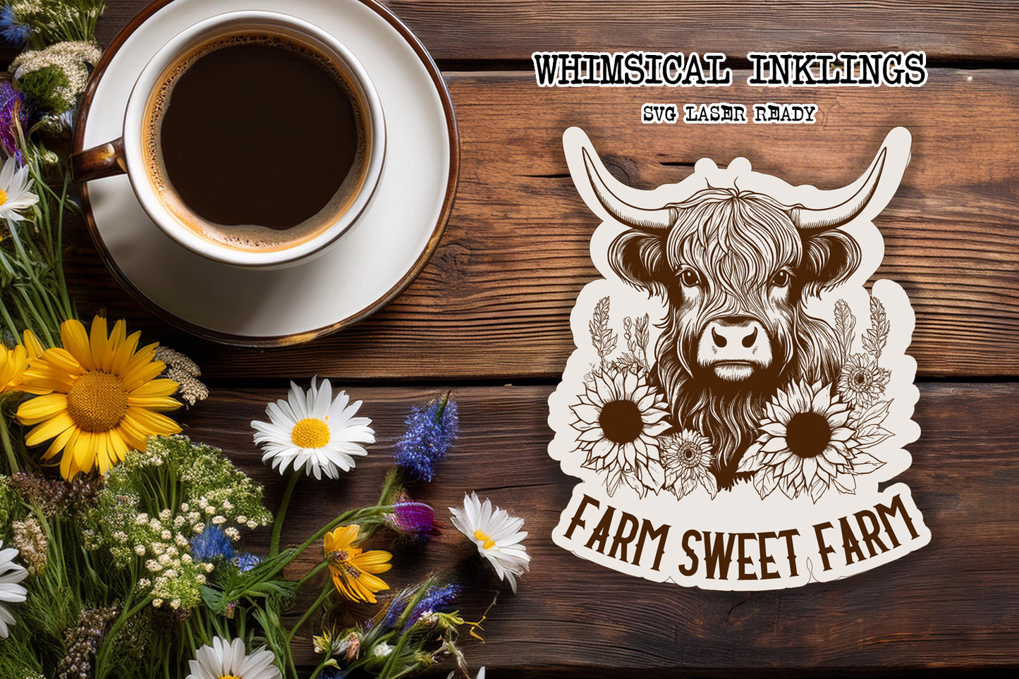 Farm Sweet Farm Cow Magnet Laser SVG