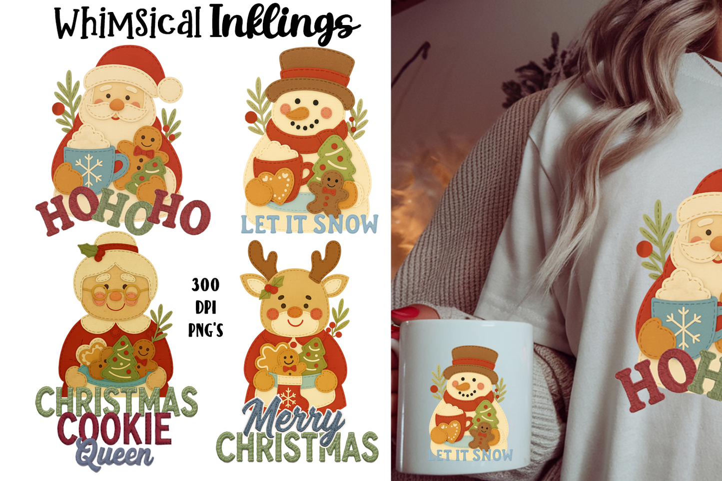 Festive Felted Christmas-Christmas Sublimation/DTF Clipart