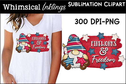 Fireworks and Freedom Gnome| Patriotic Sublimation| Fourth Of July