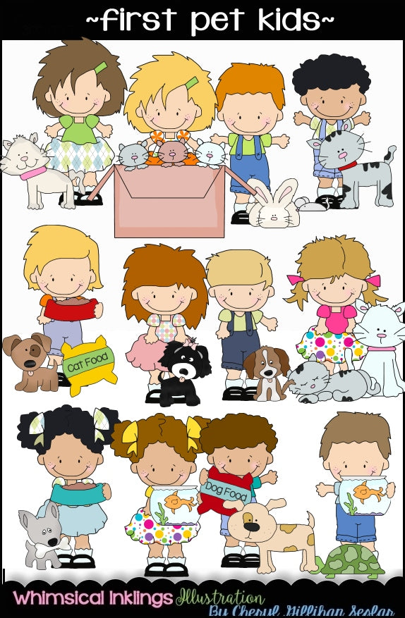 Cutie  Kids HUGE Clipart Bundle