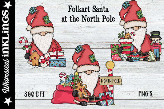 Folkart Santa At The Northpole| Christmas Sublimation