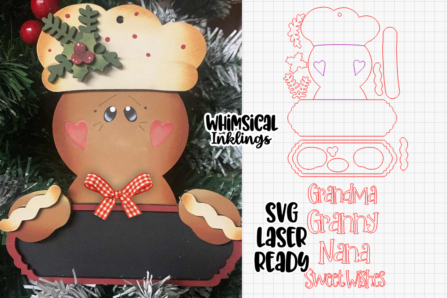 Gingerbread Baker Ornament Laser SVG