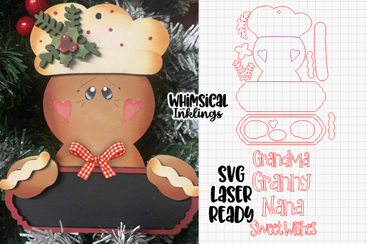 Gingerbread Baker Ornament Laser SVG