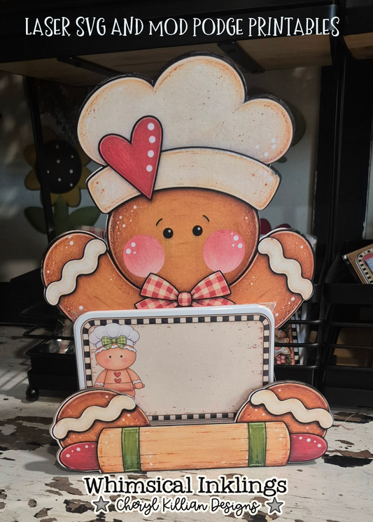 Gingerbread Recipe Card Holder Mod Podge set| laser SVG| Printables
