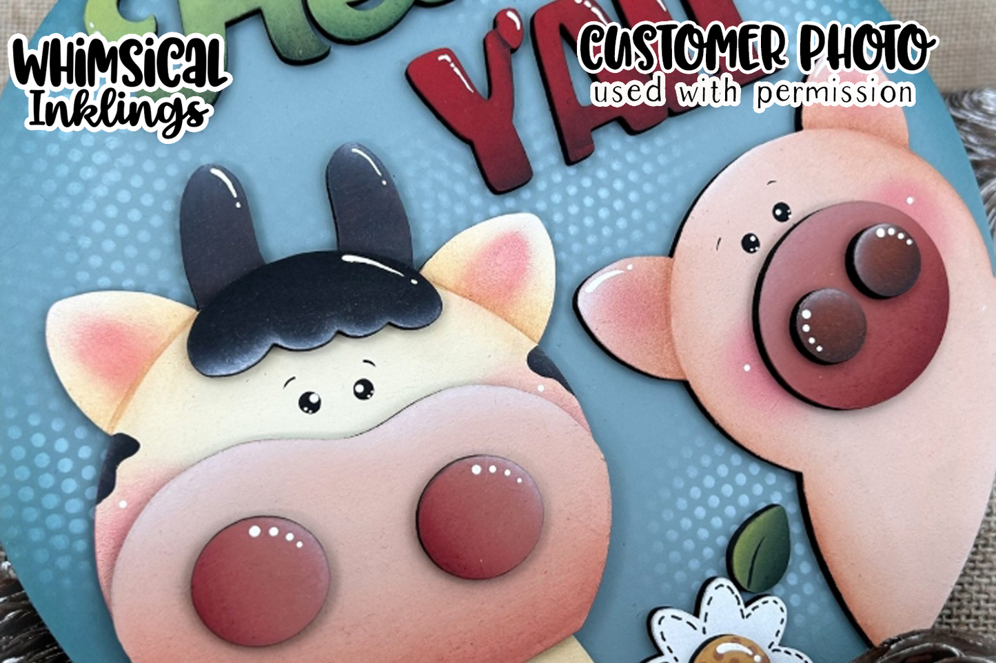 Hello Y'All Sign SVG| Cow SVG| Laser Cut Pig| Glow forge| Farmhouse SVG|Cow laser