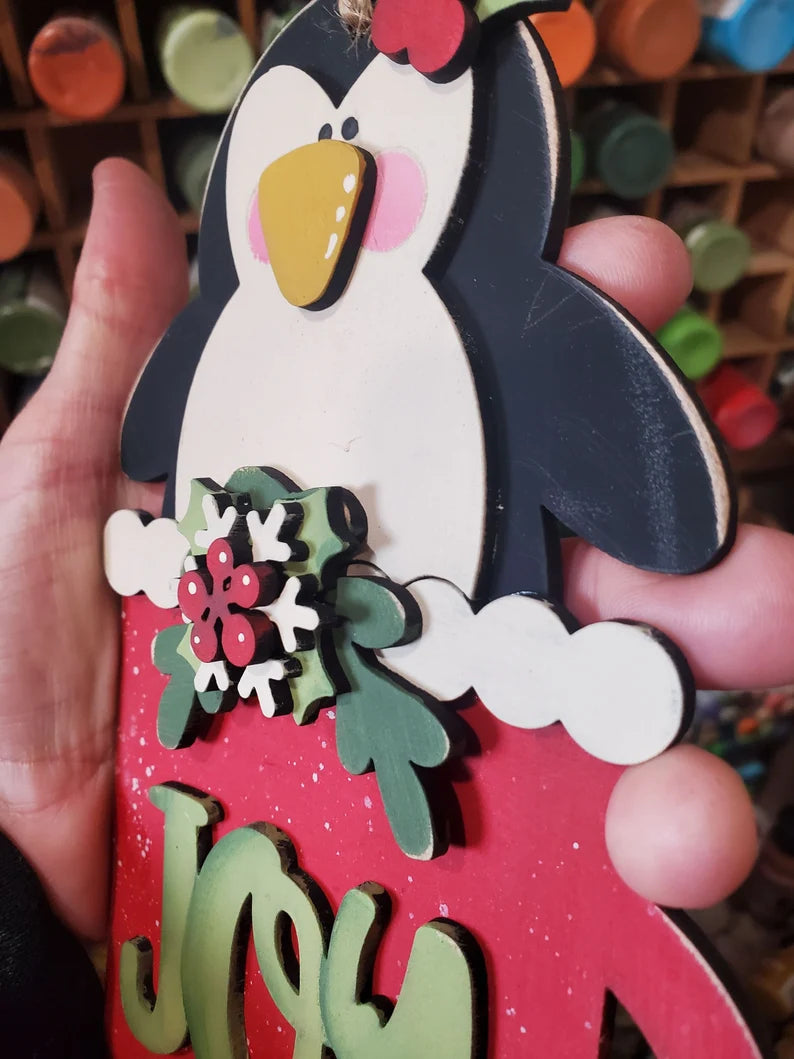 Joy Penguin Mug Ornament Laser SVG