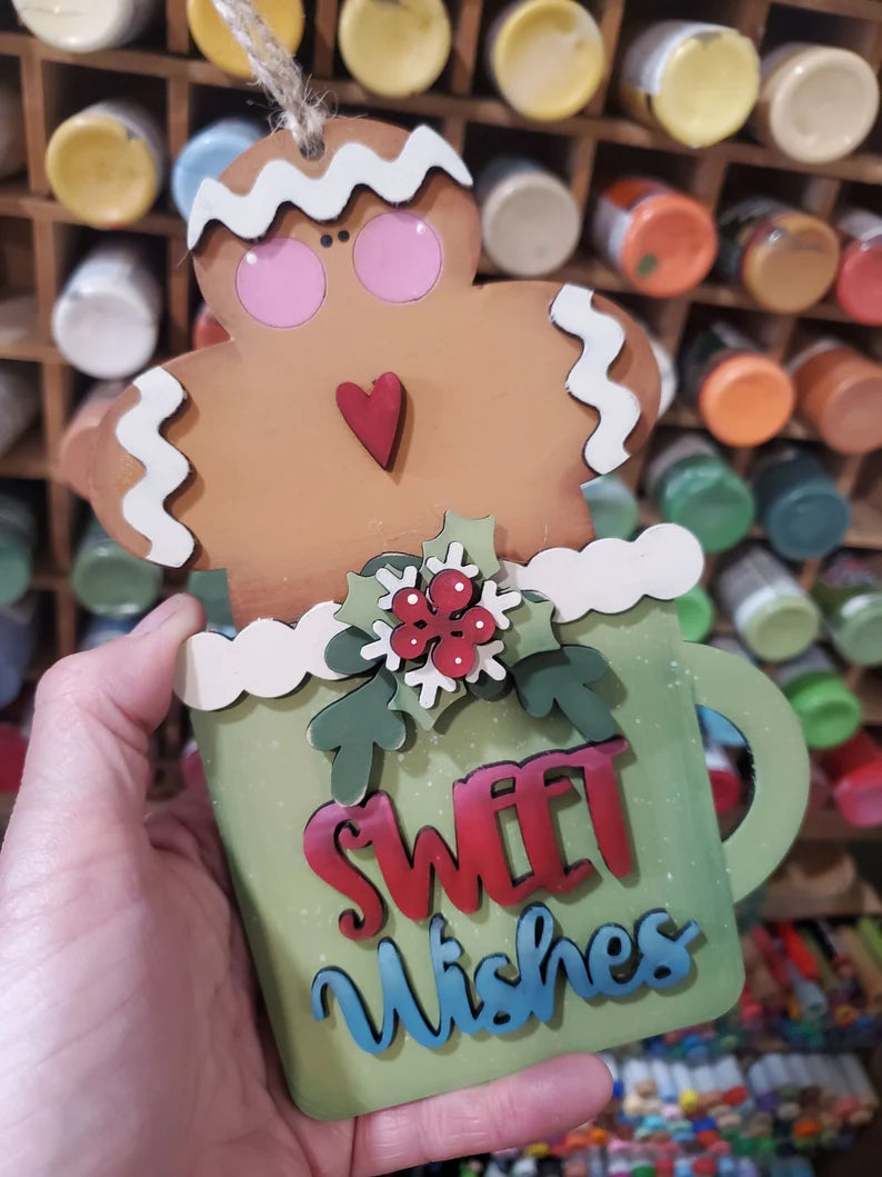 Sweet Wishes Gingerbread Mug DIY Wood Kit