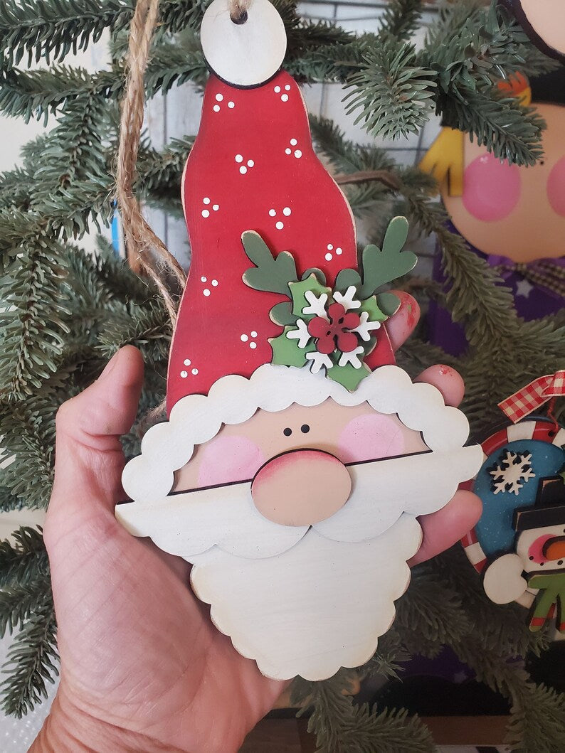 Folk-Art Santa Face Ornament Laser SVG