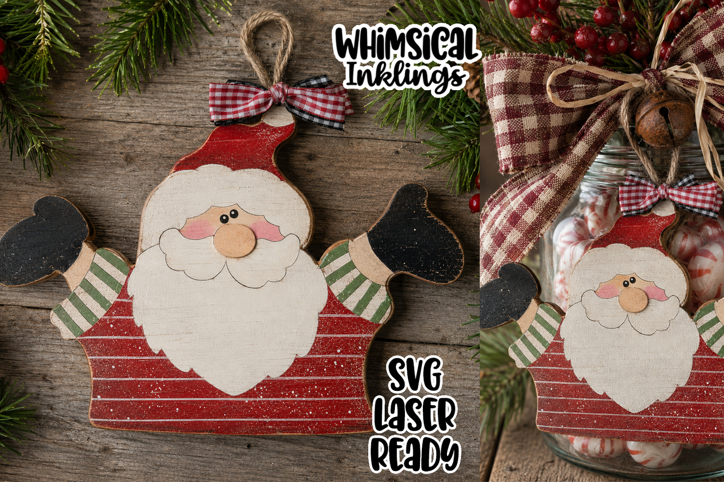 Jolly Santa Ornament Laser SVG| Christmas Laser SVG