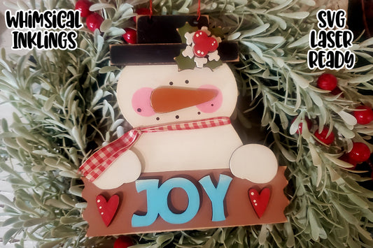 Joyful Snowman Ornament Laser SVG